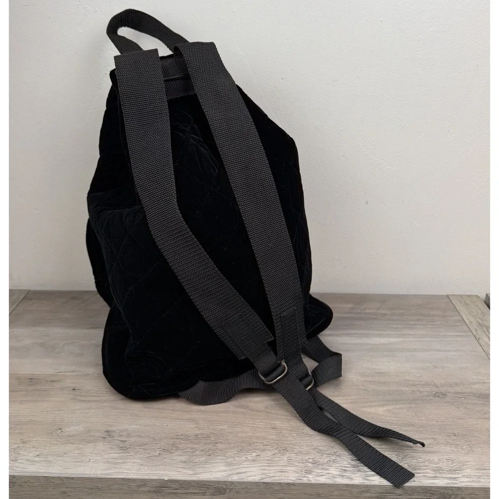 Vtg Banana Republic Backpack‎ Velvet Black Preppy Minimalist 90s Quilted NOS